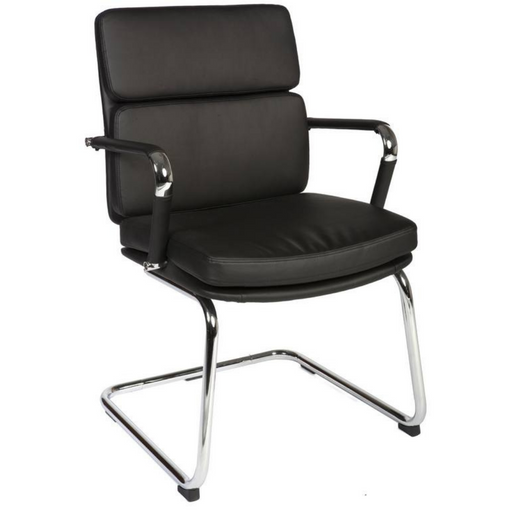 Teknik 1101BLK Deco Black Faux Leather Visitors Chair - Insta Living