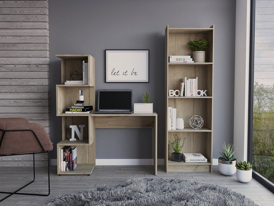 Core Products BK102 Brooklyn Desk with Tall Shelving Unit (Left Side) - Insta Living