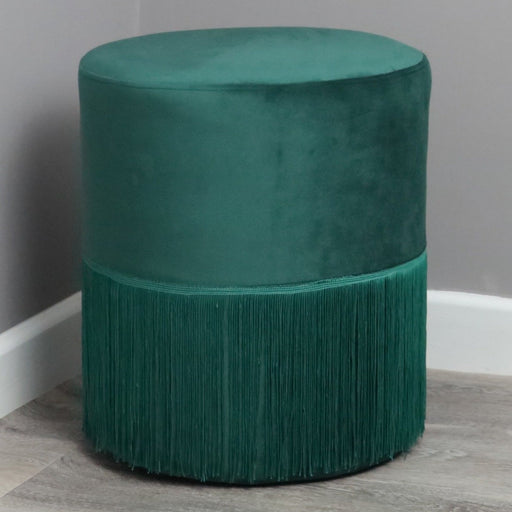 Native Home & Lifestyle Round Green Tassles Stool - Insta Living