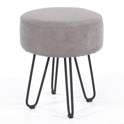 Core Products STL-5GYF Grey Fabric Upholstered Round Stool - Insta Living
